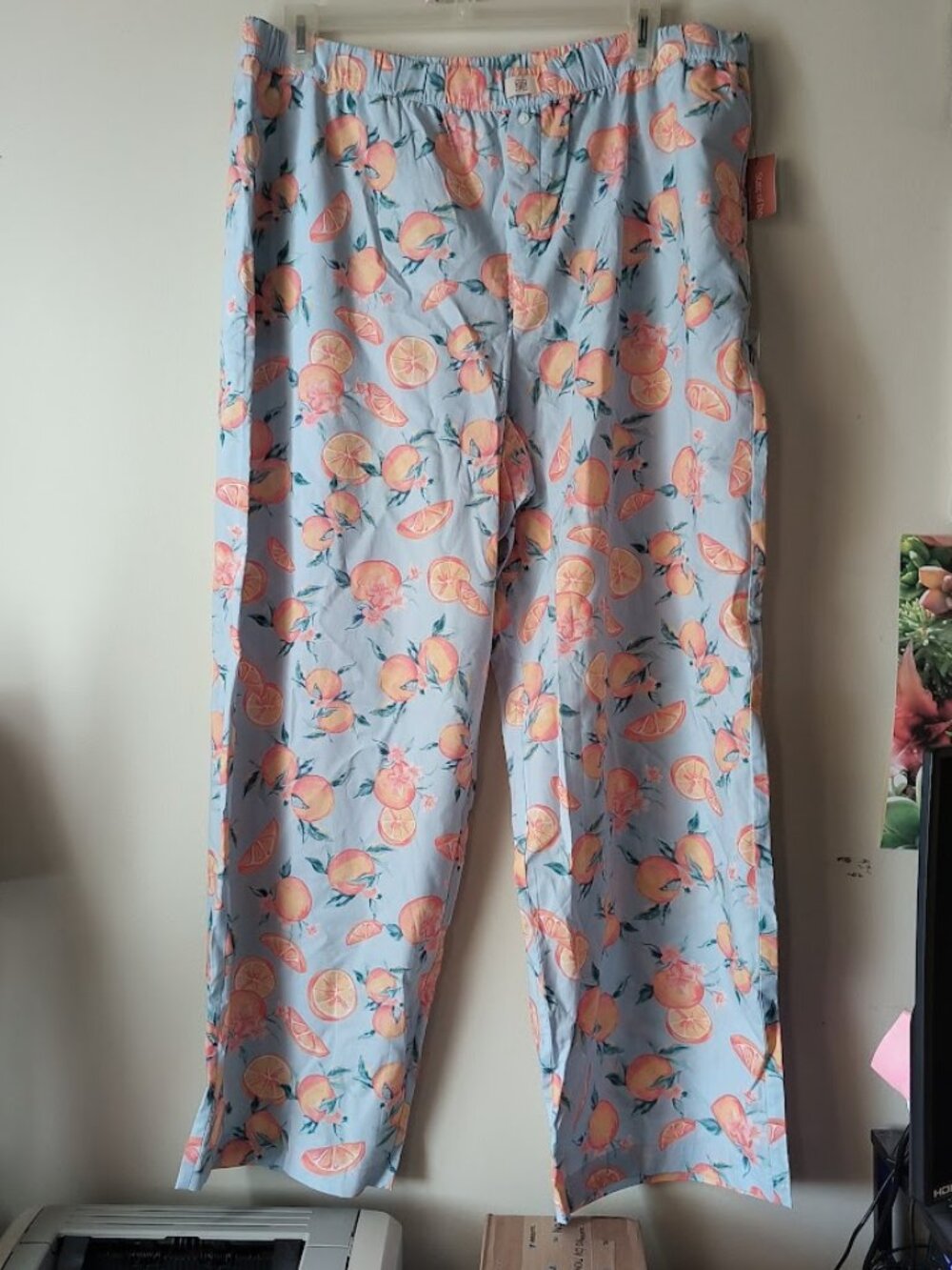 Plus Size XXL Cotton Blend Pajama Pants - lounge wear intimates Citrus Print NWT
